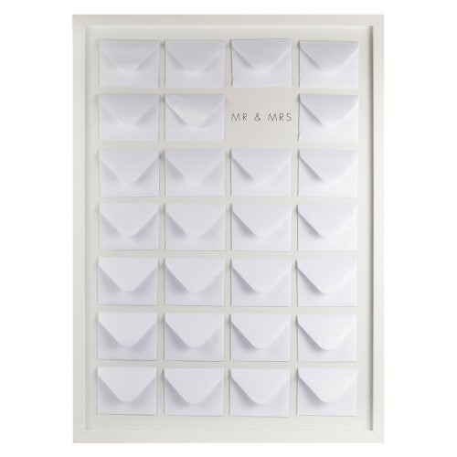 Rustic Romance Guestbook with wooden frame, pearlised envelopes, and cardlets for heartfelt messages at weddings.