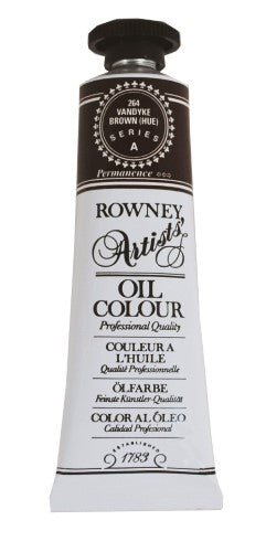 Rown Art Oils 38ml Vandyke Brown Hue, premium oil paint with rich color, buttery consistency, and excellent lightfastness.