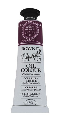 Rown Art Oils 38ml Red Violet oil paint, featuring exceptional color brilliance and a smooth texture for artists.