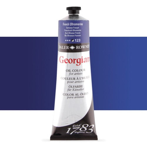 Rown Georg 225ml French Ultramarine oil paint, rich pigment, creamy texture, ideal for vibrant artistic creations.