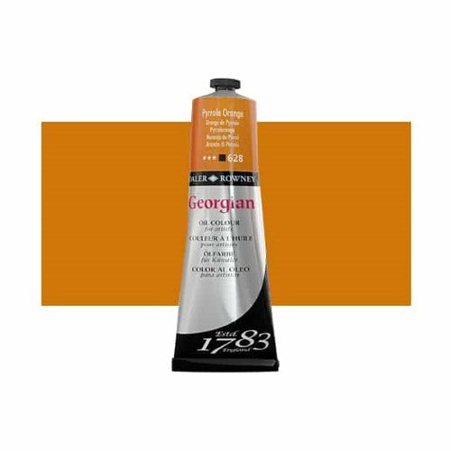 Rown Georg Oils 225ml Pyrrole Orange, rich pigment, smooth consistency, perfect for vibrant artwork and blending techniques.