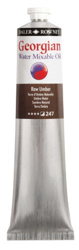 Rown Gwamo 200ml Raw Umber Artist Oil Paint, versatile, water-mixable, with rich pigment for creative artworks.