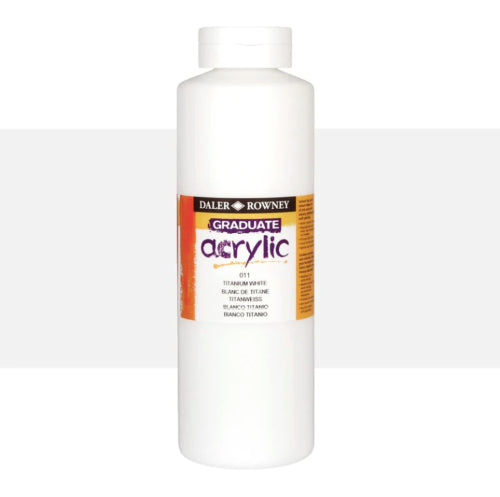 D-R Graduate Acrylic 500ml White: versatile, fast-drying paint for artists, perfect for canvas, paper, and wood.