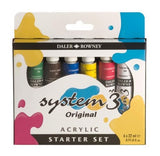 Rown Sys 3 Acrylic Starter Set includes six 22ml vibrant paint tubes for artists of all levels, ideal for various surfaces.