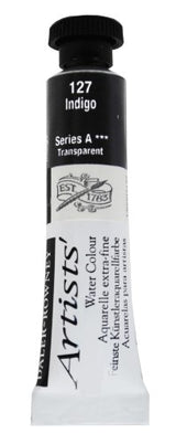 Daler-Rowney 5ml Indigo Watercolour tube for professional artists, featuring rich pigmentation and superb lightfastness.