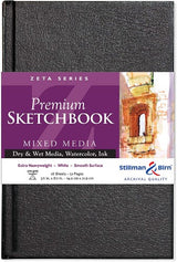 Zeta Hardback Sketch Paper Pad with 270gsm heavyweight paper, perfect for dry and wet media applications.