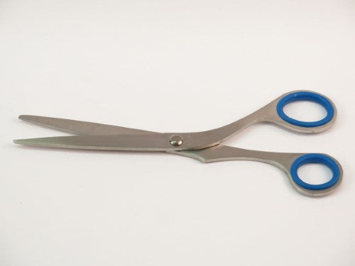 S02071 7 1/4" Steel Scissor with ergonomic handles and sharp stainless steel blades for precision cutting in various tasks.