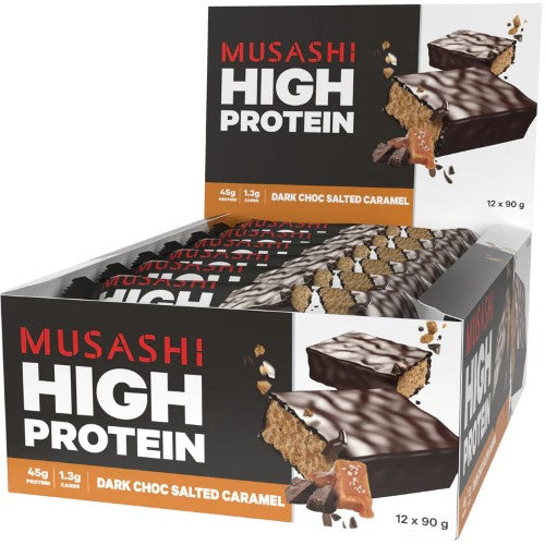 Musashi High Protein Dark Choc Salted Caramel 90g ( 12 Pack )