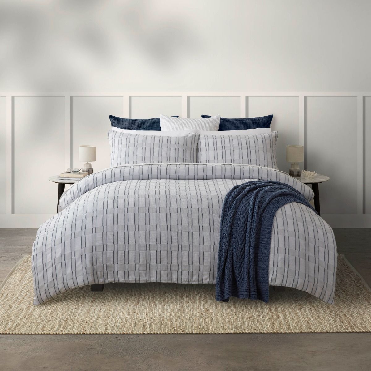 Iva Duvet Set - Denim Blue - Super King - BAKSANA