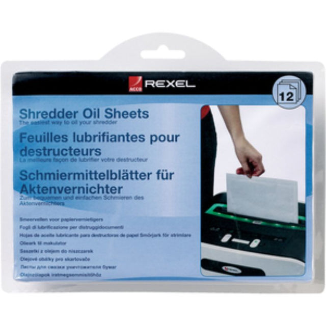 Rexel Shredder Oil Sheets for efficient lubrication and maintenance, ensuring smooth shredding and prolonging shredder life.