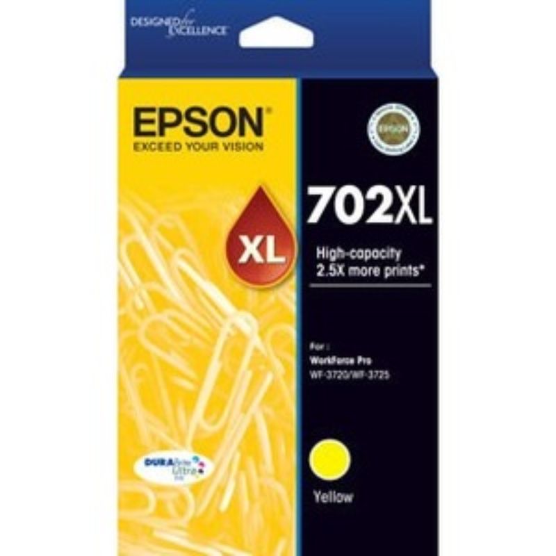 Epson DURABrite Ultra 702XL Yellow Ink Cartridge - High-Yield, Vivid Prints for WorkForce Pro