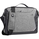 Water-resistant STM Goods Myth Briefcase in Granite Black, designed for 13-inch Apple Notebooks with multiple carrying options.