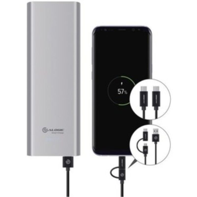 Alogic Prime 15,600mAh Power Bank - Fast Charging Space Gray for Android & Apple Devices