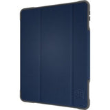 Midnight Blue iPad 7th Gen case with Mil-Spec protection, magnetic closure, and integrated Apple Pencil storage.