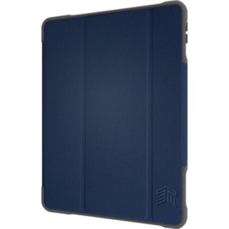 Midnight Blue iPad 7th Gen case with Mil-Spec protection, magnetic closure, and integrated Apple Pencil storage.