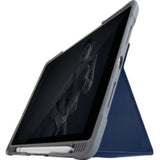 Midnight Blue Dux Plus Duo case for iPad 7th Gen, Mil-Spec protection, magnetic closure, clear back for customization.