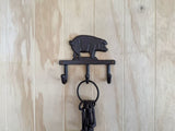 3 Hook Hanger - Cast Iron Pig (19 x 5 x 16cm)