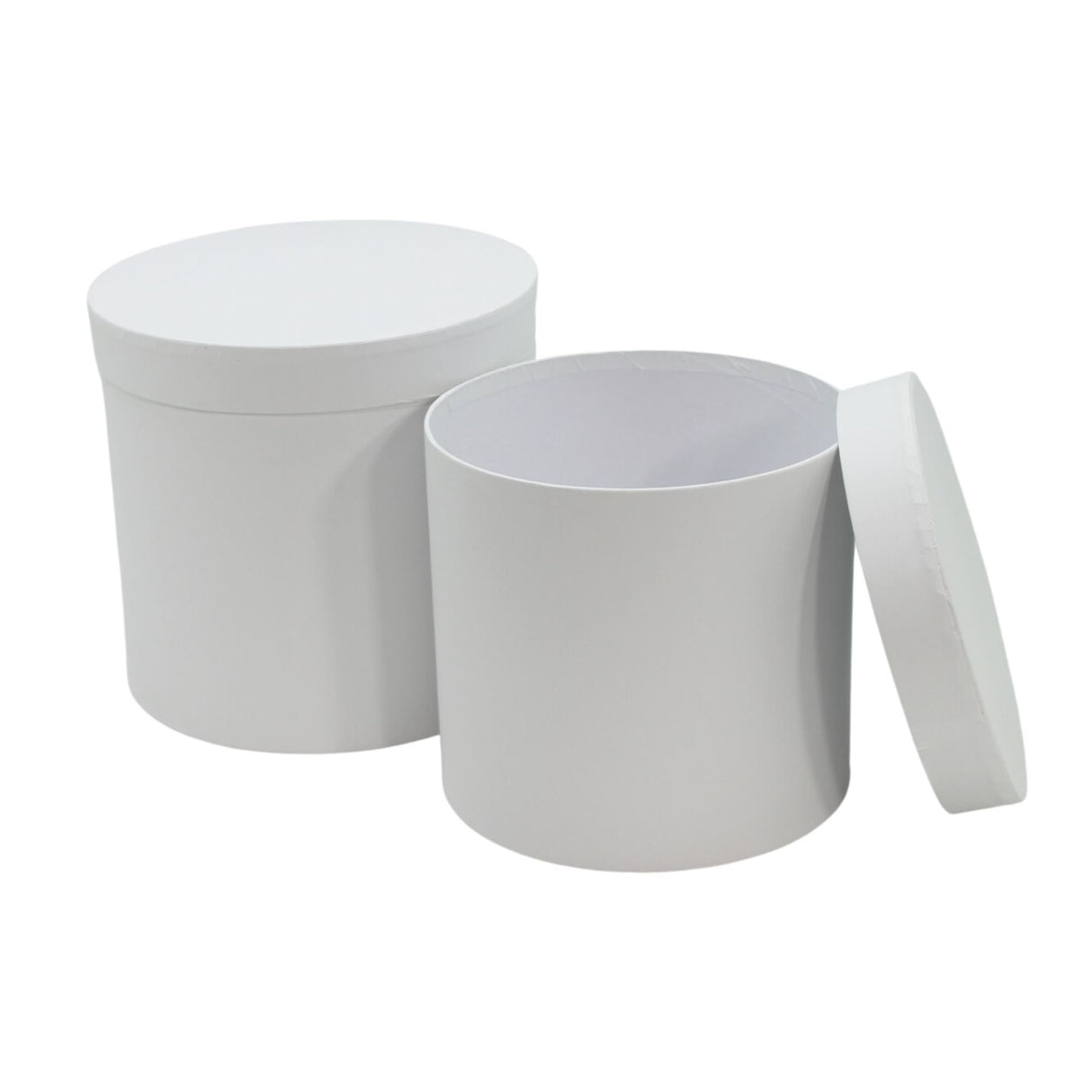 Matte White Flower Hat Box Set of  2