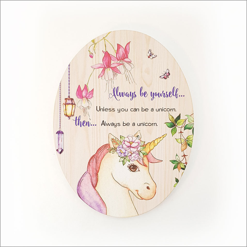 Wall Art - Ply Oval:Unicorn