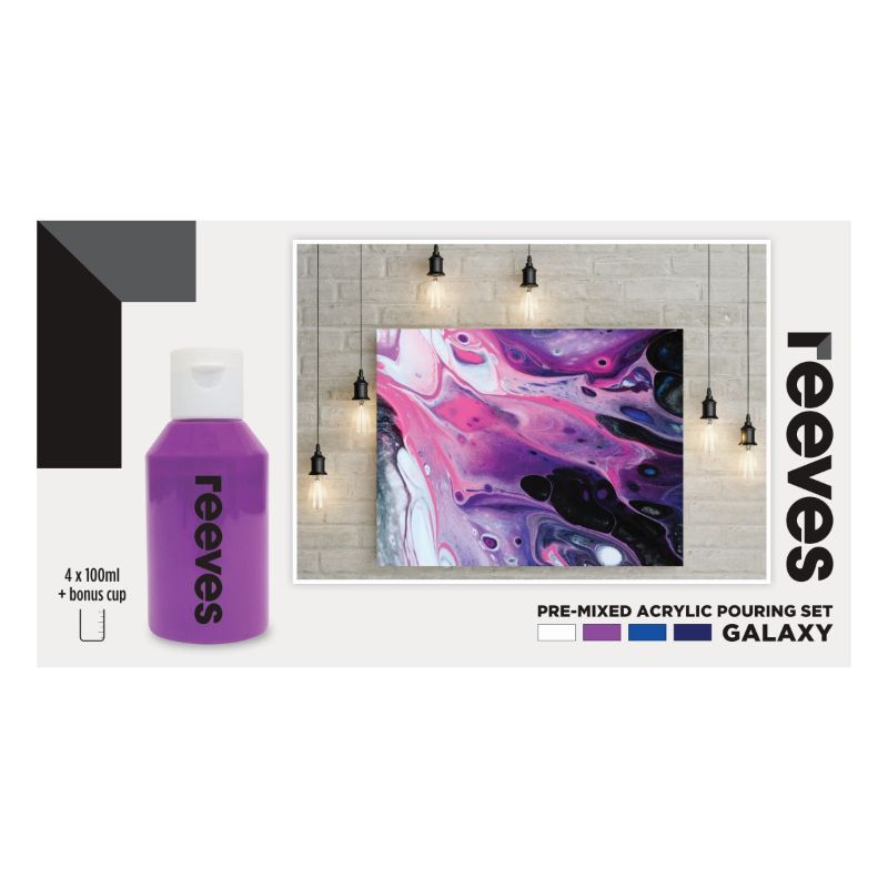 Reeves Pre Mixed Acrylic Pour Paint Set - Galaxy (Set of 4)