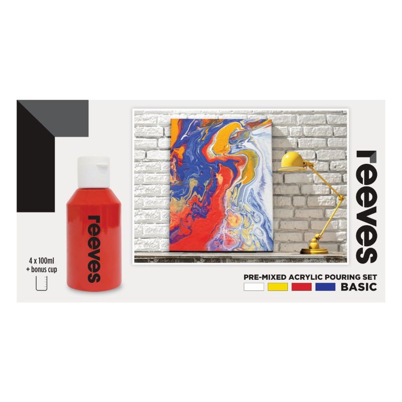 Reeves Pre Mixed Acrylic Pour Paint Set - Primary (Set of 4)