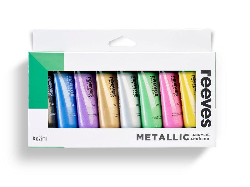 Reeves Artists' Acrylic Set - 22ml Set of 8 (Metallic)