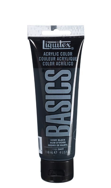 Acrylic Paint - Liquitex Basics 118ml (Ivory Black)