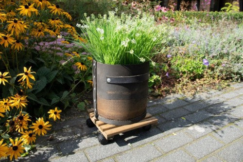 Outdoor Plant Trolley - Square Brown 29 x 29 x 8cm (Set of 2)