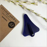 Blue satin acrylic jet plane magnet, inspired by Kiwi lollies, 90mm x 63mm, with a frosted finish for modern decor.