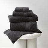 Plush black Turkish bath sheet from Baksana, 90 x 180cm, made from 100% OEKO-TEX® certified cotton.