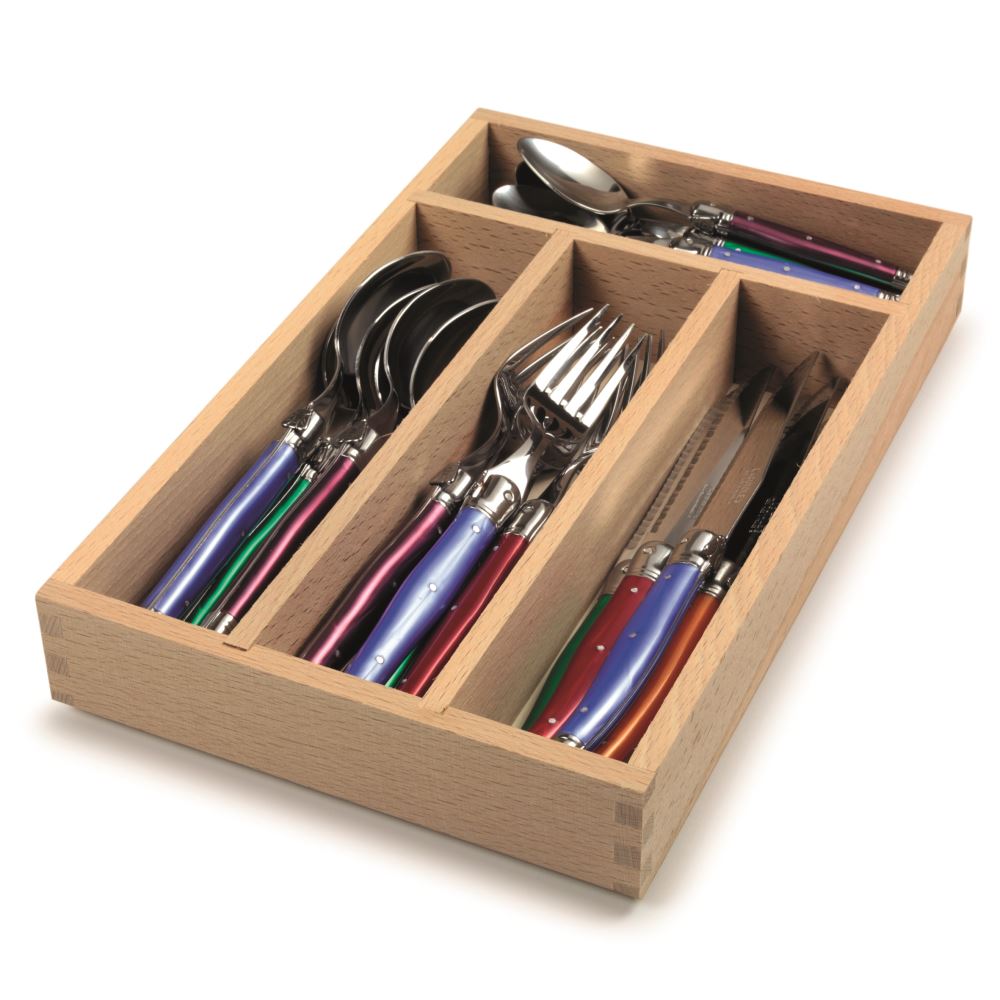 24 Piece Andre Verdier Laguiole Cutlery Set featuring durable stainless steel blades and vibrant resin handles, ideal for elegant dining.