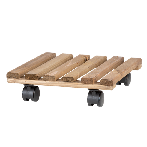 Outdoor Plant Trolley - Square Brown 29 x 29 x 8cm (Set of 2)