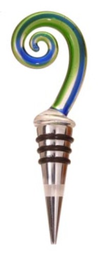 Elegant glass bottle stopper with frond design, perfect for keeping wine fresh and adding Kiwiana charm to your decor.