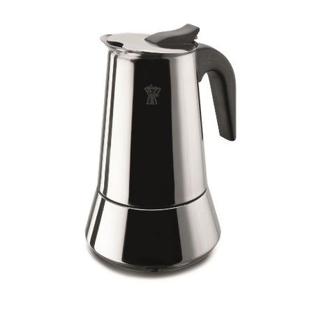 Pezzetti Stainless Induction Espresso Maker 2C, sleek stainless steel design for brewing 2 cups of rich espresso.