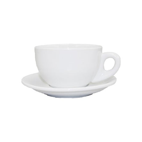 Set of 6 Rockingham White Latte Cups, 300ml porcelain, elegant and durable for lattes and hot drinks.