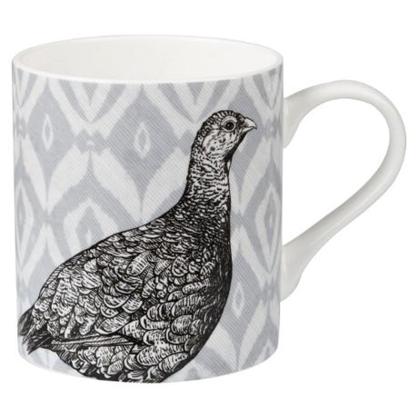 Elegant 340ml bone china mug featuring a chic Ikat design, perfect for tea or coffee at home or gatherings.