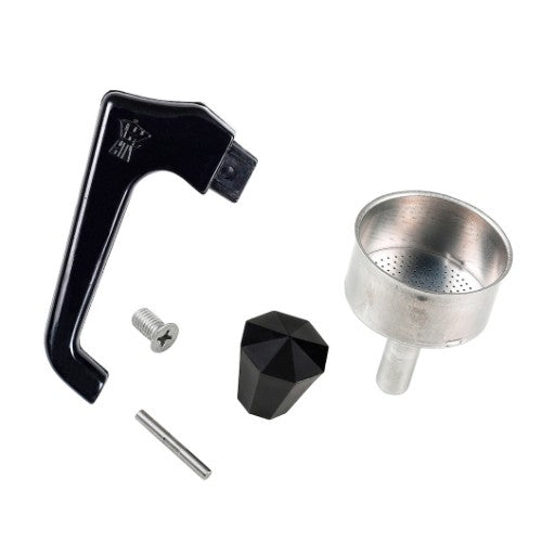 Pezzetti Funnel, Handle and Knob Replacement 3C for enhancing espresso maker performance and aesthetics.