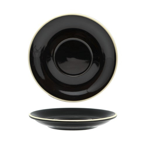 Set of 6 elegant Rockingham Black Latte Saucers, perfect for enhancing coffee moments with a sleek design.