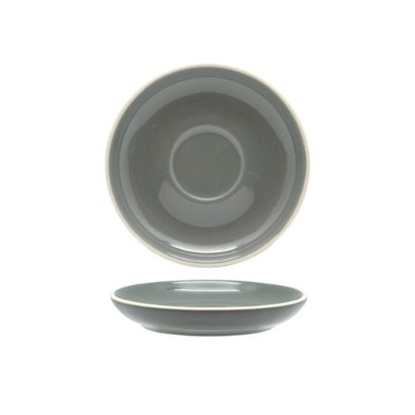 Set of 6 elegant Rockingham Grey espresso saucers, crafted from durable porcelain for a stylish coffee presentation.
