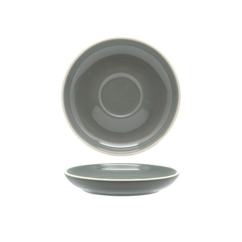 Set of 6 elegant Rockingham Grey espresso saucers, crafted from durable porcelain for a stylish coffee presentation.