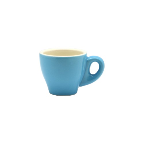 Set of 6 elegant sky blue porcelain espresso tulip cups, perfect for coffee lovers and stylish table settings.