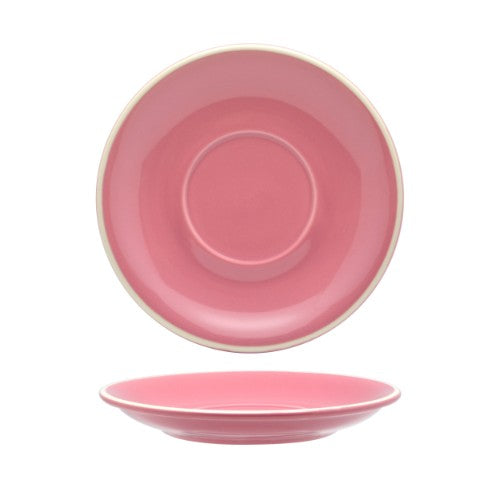 Elegant Rockingham Pink Latte Saucer 15.5cm, set of 6, ideal for lattes and desserts, enhancing any table setting.