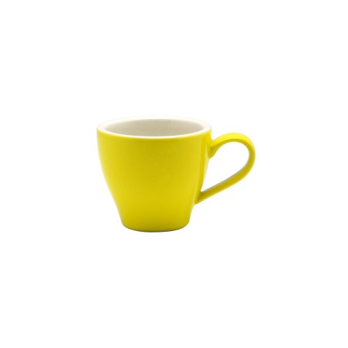 Set of 6 Rockingham Yellow Espresso Tulip Cups (85ml), vibrant porcelain design for enhancing your coffee experience.