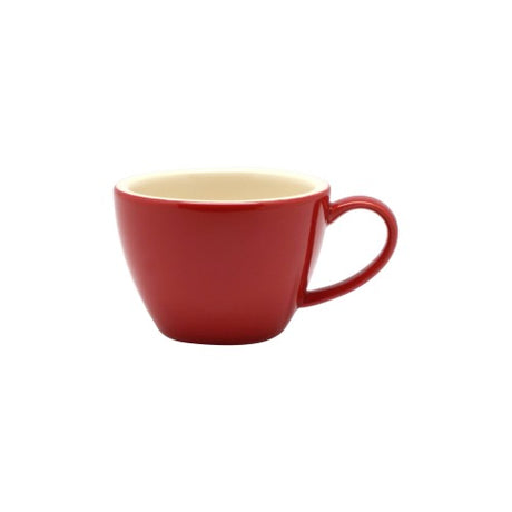 Set of 6 Rockingham Red Flat White Tea Cups, 170ml, elegant design perfect for tea and coffee, microwave and dishwasher safe.