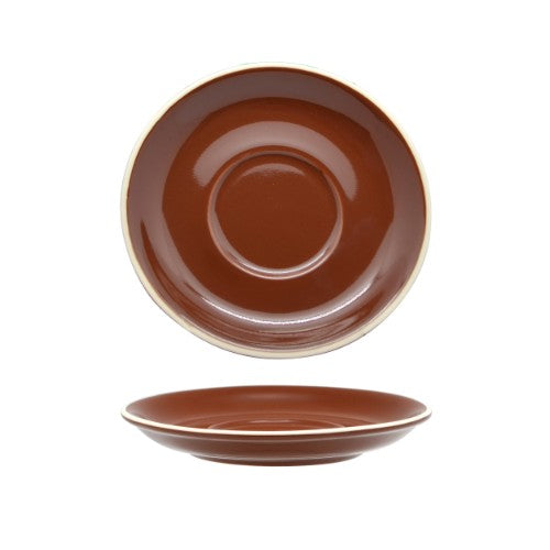 Elegant Rockingham Brown Cappuccino Saucer Set of 6, fine porcelain, perfect for coffee and dessert service.