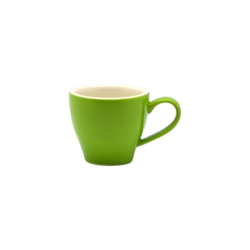 Set of 6 vert green porcelain espresso tulip cups, each 85ml, elegantly designed for a refined coffee experience.