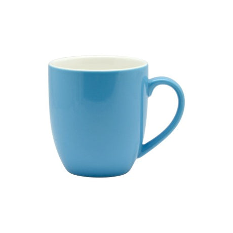 Set of 6 elegant sky blue porcelain mugs, 380cc capacity, perfect for any dining occasion, microwave and dishwasher safe.