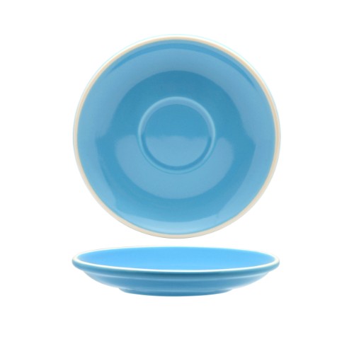 Rockingham Sky Blue Long Black / Flat White Saucer (Set of 6)