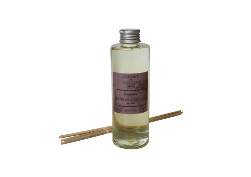 Lumieres 200ml Bois De Santal refill with replacement reeds, blends sandalwood, clove, vanilla, and leather for a serene ambiance.