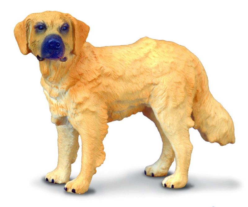 Hand-painted Golden Retriever figurine, 7cm x 5.5cm, durable, non-toxic PVC, perfect for decor or educational play.